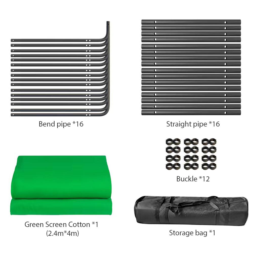 2.4x4M 7.87x13.12FT Large Collapsible Backdrop Stand Heavy Duty with Green Backdrop Green Screen Backdrop Kit with