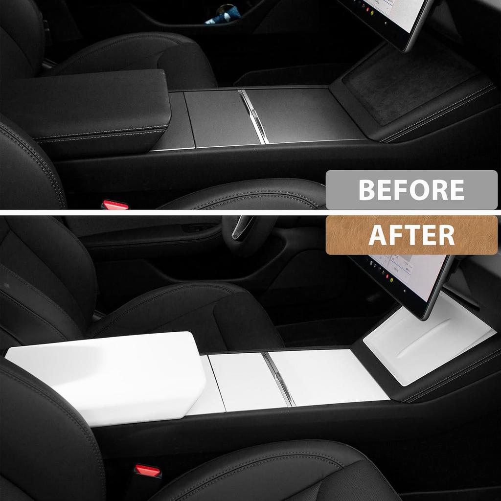 3PCS Center Console Cover for Tesla Model Y Juniper Model 3 Highland Armrest Cover Wireless Charging Center Console Static Pad