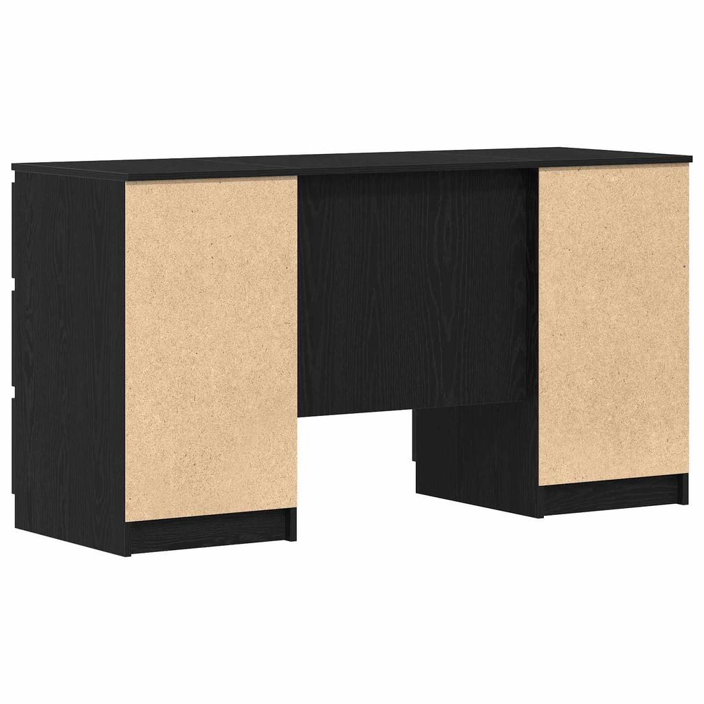 Desk with Storage Black Oak Effect 140 X 50 X 76 Cm