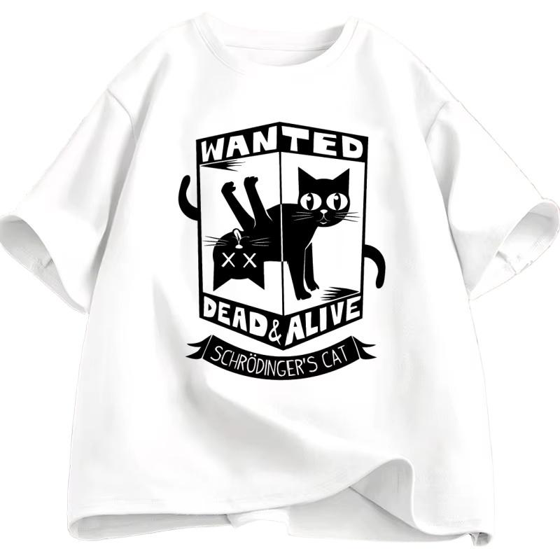 Funny Black Cat Tshirts Cotton Causal Loose Tshirt Printed Round Neck Short Sleeve Cat Lover T Shirt Harajuku Streetwear