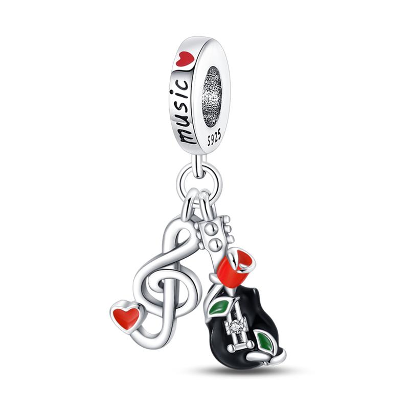 Piano Harp Violin Mike Headset Notescopper Music Series Charms Beads Fit Pan Original Bracelets Diy Fine Jewelry Gifts