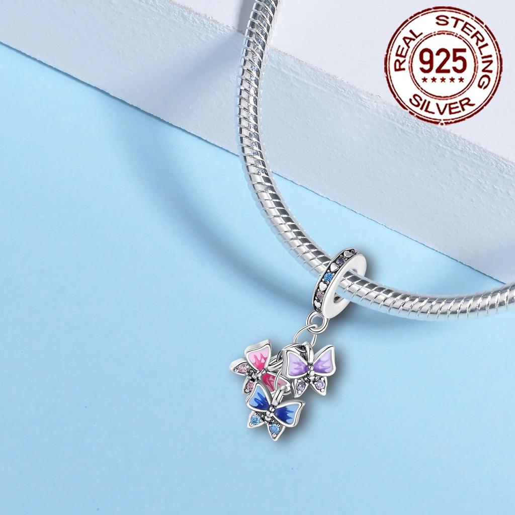 Newcopperforever Sister Love Colorful Butterfly Charm Bead Fit Original Bracelet Diy Fine Jewelry Gifts For Women