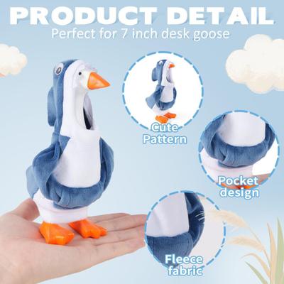 Desk Goose Outfit Plush Animal Hoodie Cow Rabbit Shark Costume Desktop Goose Clothes for 7 Inches Desk Goose Figurines