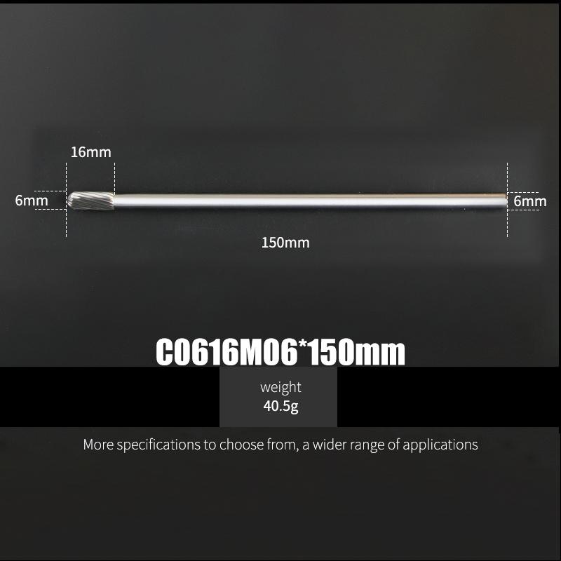 150mm Length 1Pcs Tungsten Carbide Rotary Files Cylindrical Round Sharp Type 6mm 8mm 10mm Woodworking Metal Milling Cutter