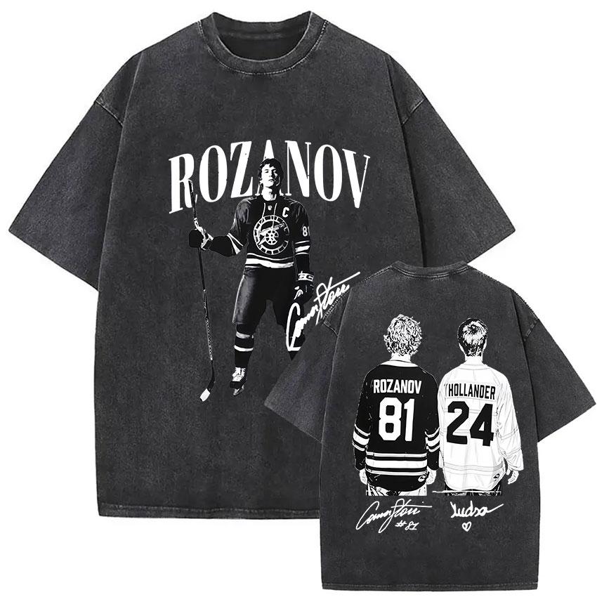 Heated Rivalry Ilya Rozanov 81 T Shirts Boston Hockey Vintage Washed Harajuku Oversized Tshirt Man Women 100 Cotton Tops Tees