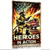Vintage Firefighter Hero Action Metal Poster Wall Art for Bar