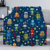 Robot Throw Blanket,Soft Flannel Robot Blanket for Boys Girls,Toddler Design Comfy Warm Quilt Blanket for Bed Sofa,Birthday Gift