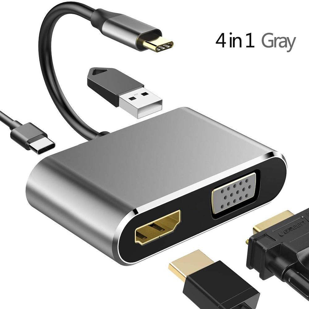 USB 3.0 Type-C Hub to 4K HDMI Adapter Thunderbolt 3 RJ45 USB C Hub VGA TF SD Reader Slot for MacBook Pro M3 M2 Air 13 2022 2021