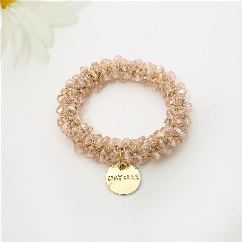 Fashion Crystal Pearl Hair Ties High Elastic Beaded Scrunchies Women Girls Ponytail Holder Rubber Band Bohemia Party Headwear