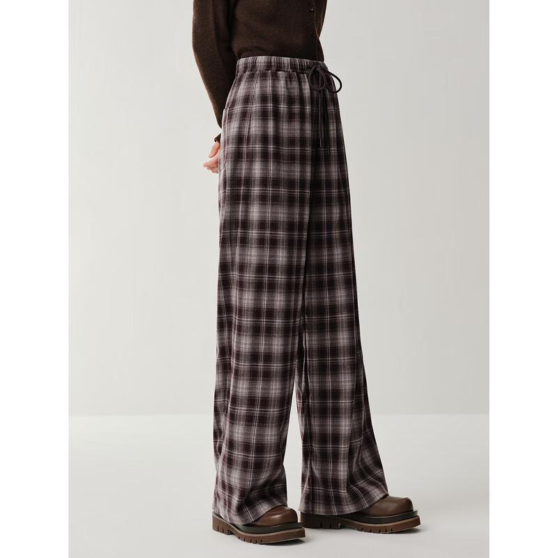 JZ Annakol Women's Retro Plaid Loose Wide Leg Pants