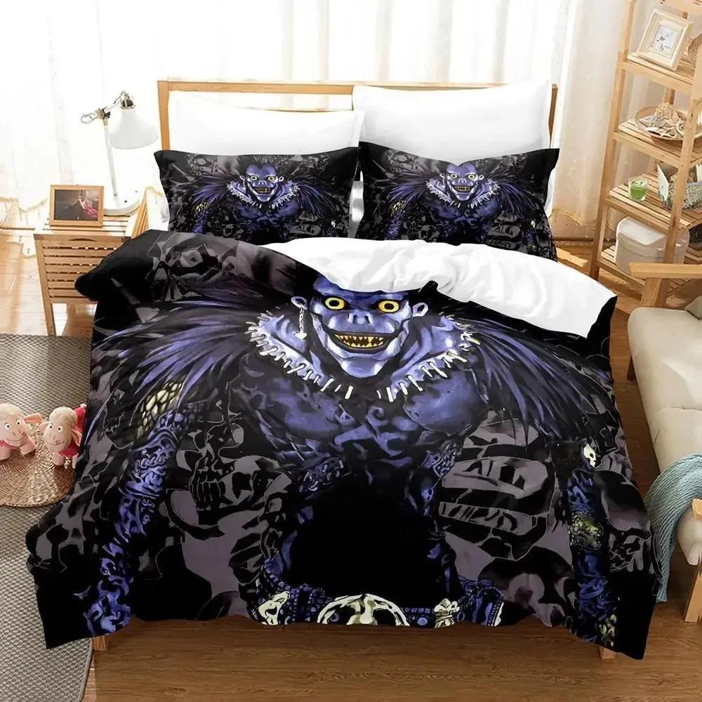 New Death Note Bedding Set Single Twin Full Queen King Size Bed Set Adult Kid Bedroom Duvet Cover Sets 3D Anime Bed Sheet Set
