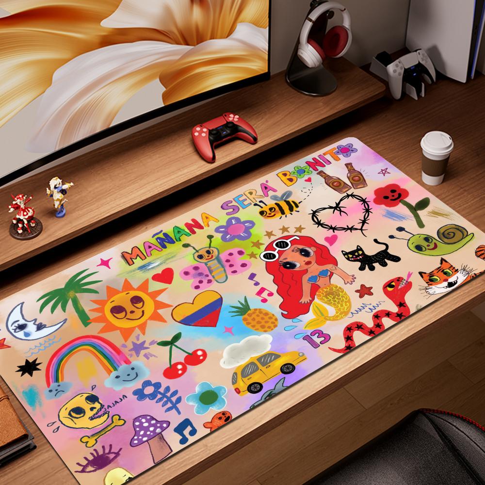 HYBXAXC Karol G Manana Sera Bonito Mouse Pad Abstract cartoon Large 800x400mm MouseMat Gamer Mause Carpet PC Mat keyboard Pad