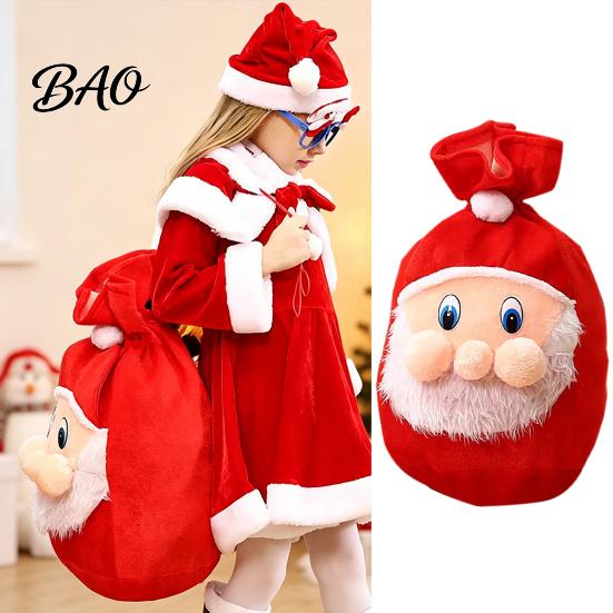 Drawstring Candy Pouches Christmas Santa Claus Sack, Adjustable Gift Bag, 3D Fabric Present Pouch Pouch, Holiday Party Supplies Bags