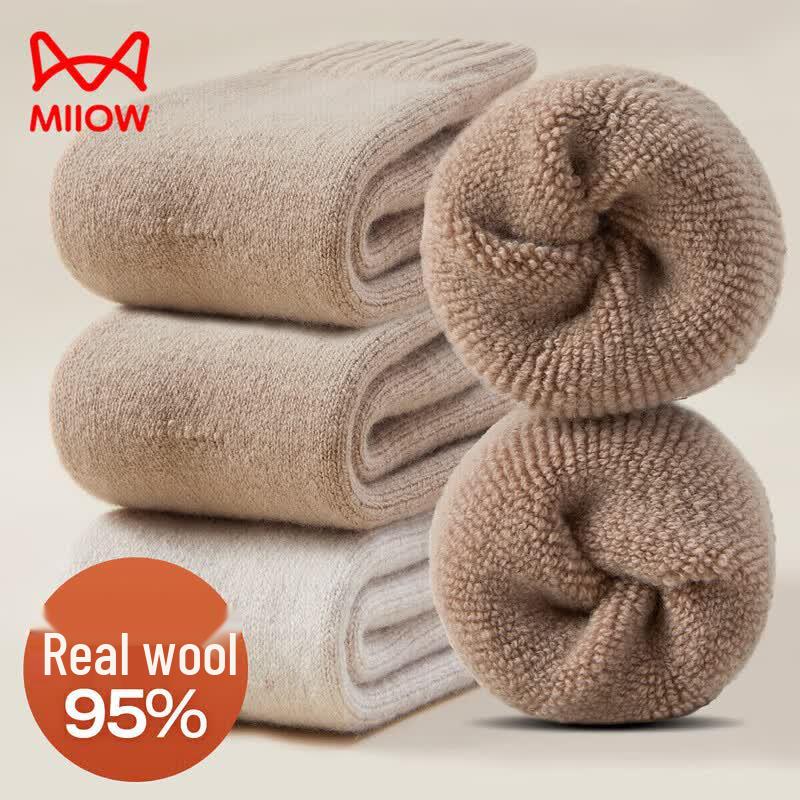 Mao Ren Women s 95.9% Wool Lined Mid-Calf Socks One Size 2 пары/смешанный