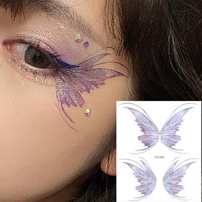 10Sheets Fairy Butterfly Wings Shiny Tattoo Sticker Waterproof Eyes Face  Art Fake Tattoos For Women Makeup Dance Music Festival