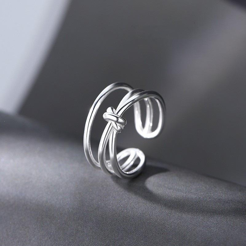 Women's 925 Knotted Open Ring: Light Luxury Index or Pinky Niche Design