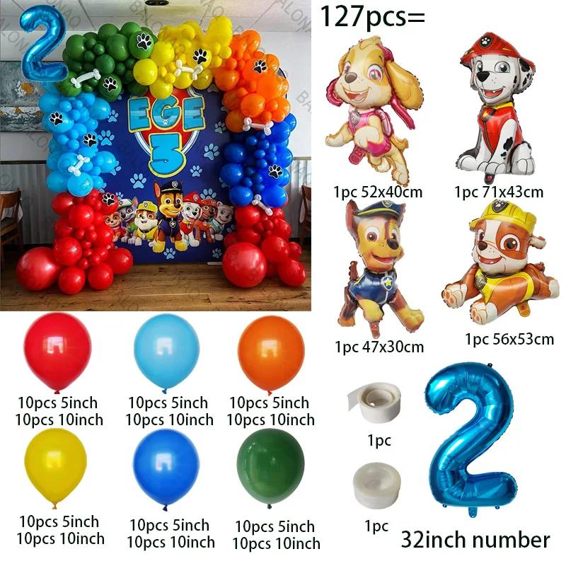 127 Stück Cartoon Paw Patrol Thema Luftballons Zahlenballon Kinder Geburtstagsfeier Dekoration Baby Geschenk Feier Chase Skye Ballons