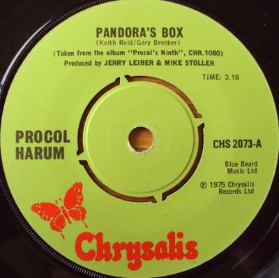7inch Record PROCOL HARUM - Pandora's Box CHS2073 Chrysalis 1975 UK Rock Used