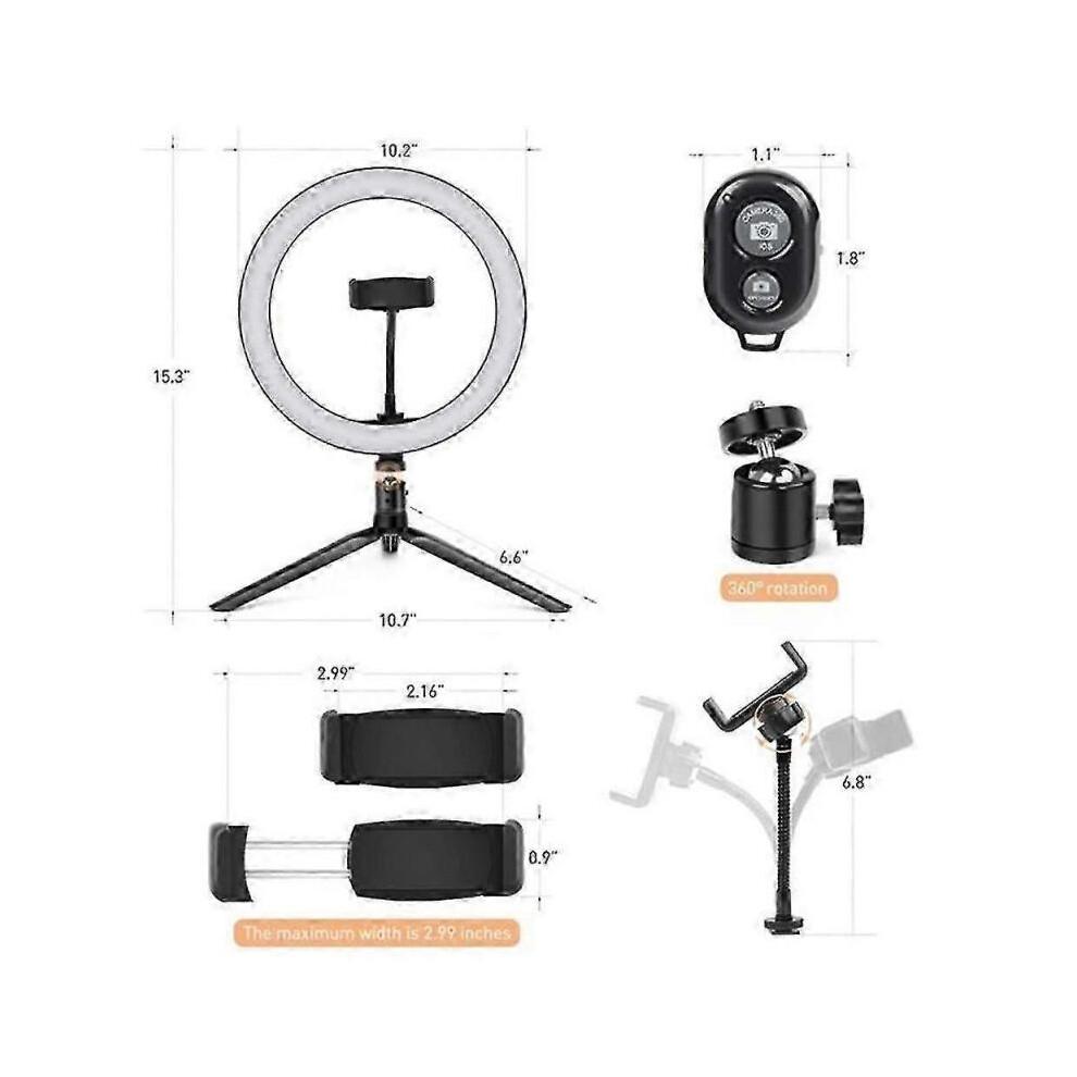 18 tums Ring Light med Stativ & Telefonhållare - Dimbar LED-bordslampa för Smink, Videor & Livestreaming