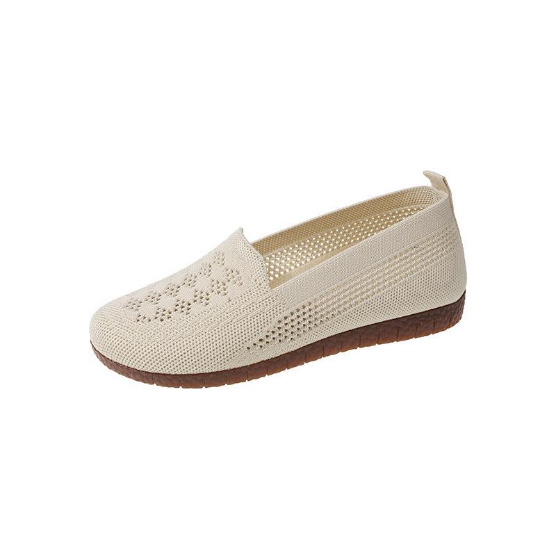 

Женские летние 2025 лоферы-слипоны из сетки с низким вырезом - мягкая подошва, дышащие, больших размеров 40 бежевый