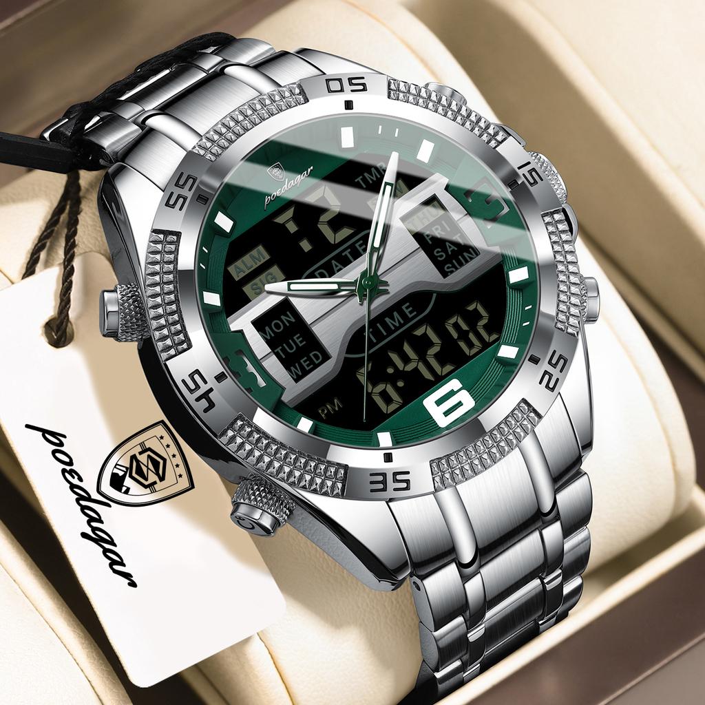 POEDAGAR Luxury Fashion Men's Watches Waterproof LED Week Date Sport Quartz Men Watch Digital Electronic Military Man Wristwatch