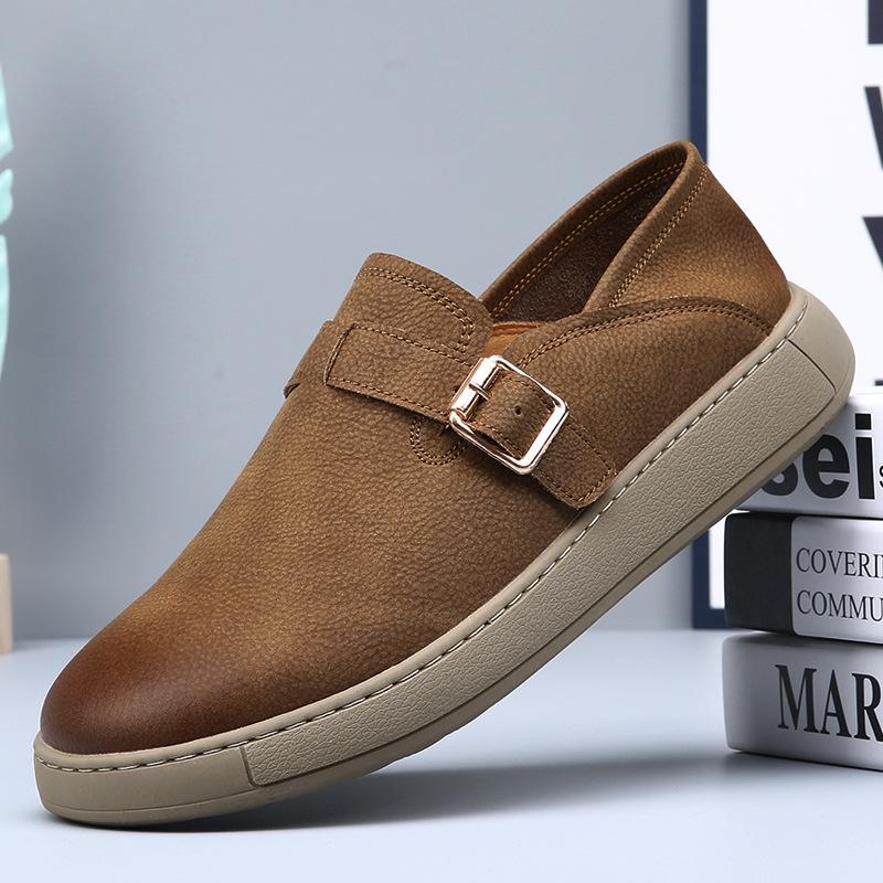 Summer Men's Shoes Leather Retro Lazy Casual Leather Shoes Men's Soft Sole Light One Pedal Versatile Breathable