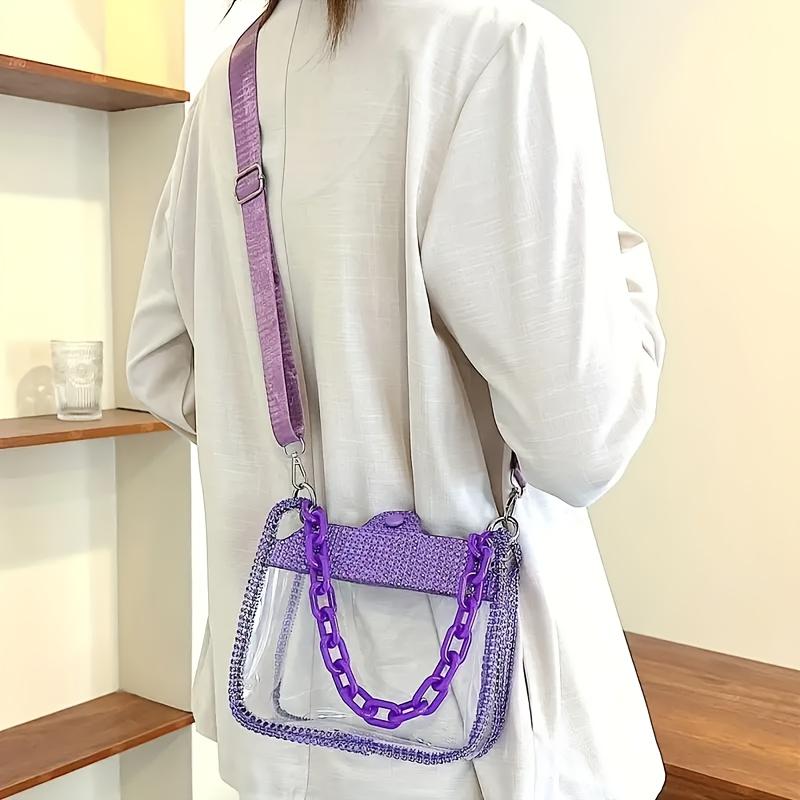 1pc Women' Sparkling Crossbody Bag Handbag Suitable for Music Festivals, Parties, Everyday Use Buckle Closure Messenger Bag