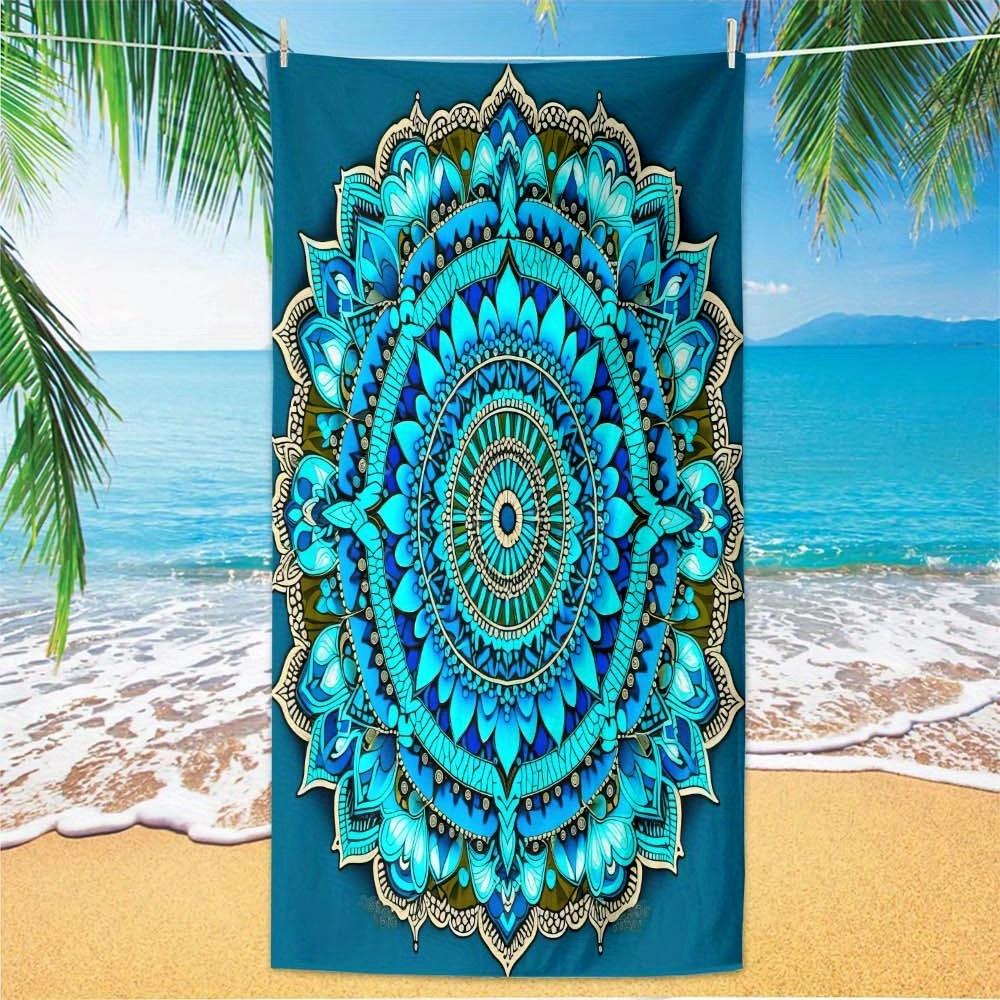 1 Stück Weißes Mandala-Print Mikrofaser Strandtuch - Übergröße Schnelltrocknend Leicht Sandfrei Yogamatte & Decke für Reisen, Pool