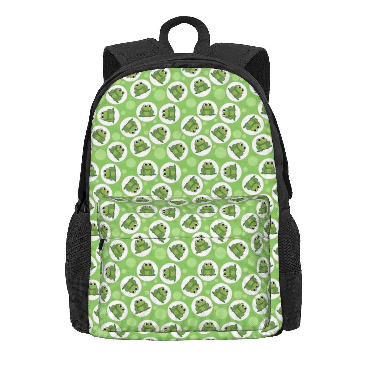Schattige Kikkerprint Rugzak Kleurrijke Dieren Wandelrugzakken Meisjes Design Print High School Tassen Esthetische Rugzak 36x32x10cm
