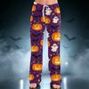 Women's Halloween Print Drawstring Wide Leg Pants for Casual Home Wear