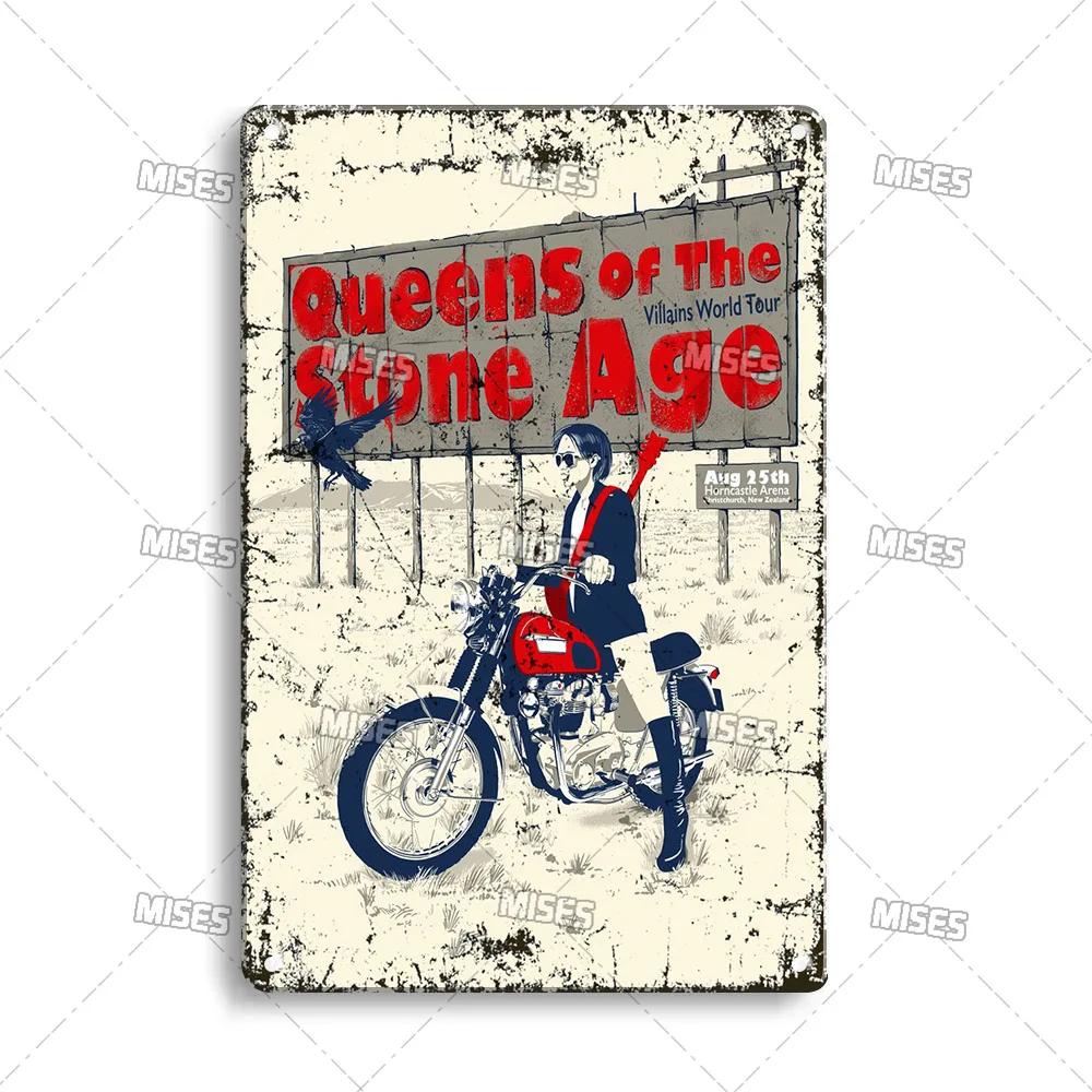 MISES ROCK Wanddekoratives Poster Metall Blechschild Musik Metallplakette Rostiges Band Metallschild Man Cave Zuhause Küche Industrielle Dekoration