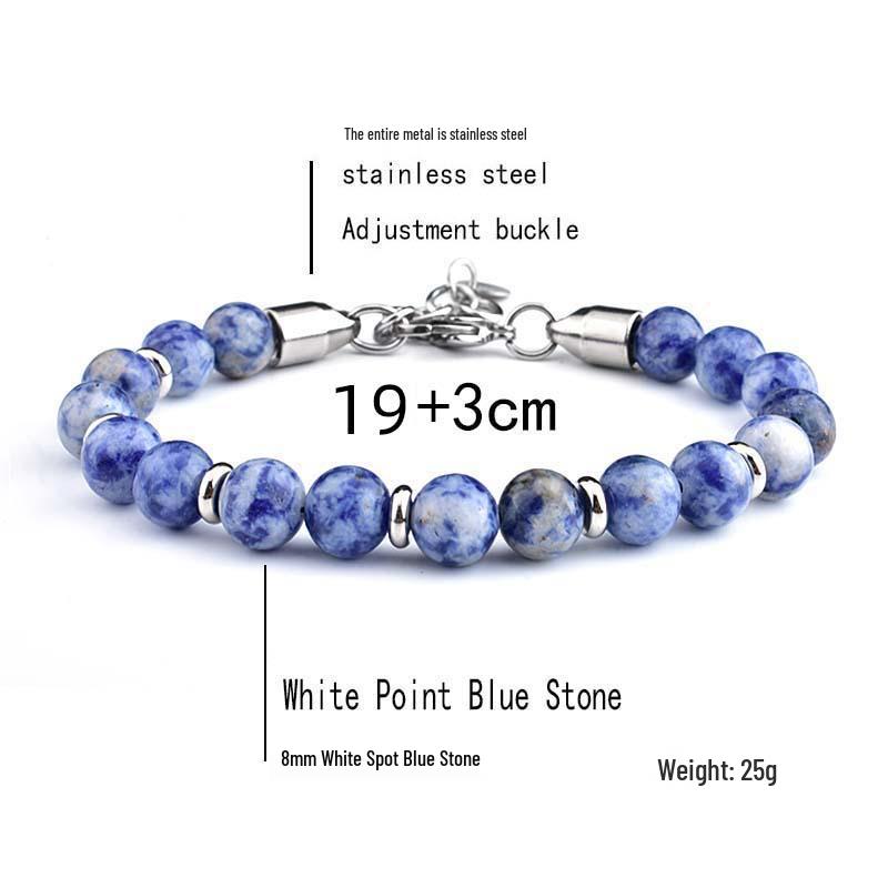 Stainless Steel Men's Adjustable 8mm Tiger Eye Bead Bracelet