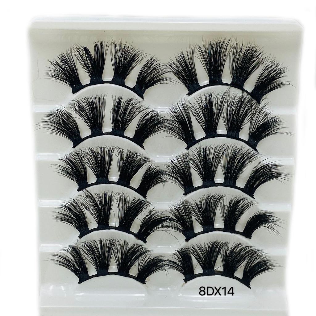 Beauty Eye Makeup Tools Criss-cross Thick Long False Eyelashes Wispies Fluffies 8D Mink Hair