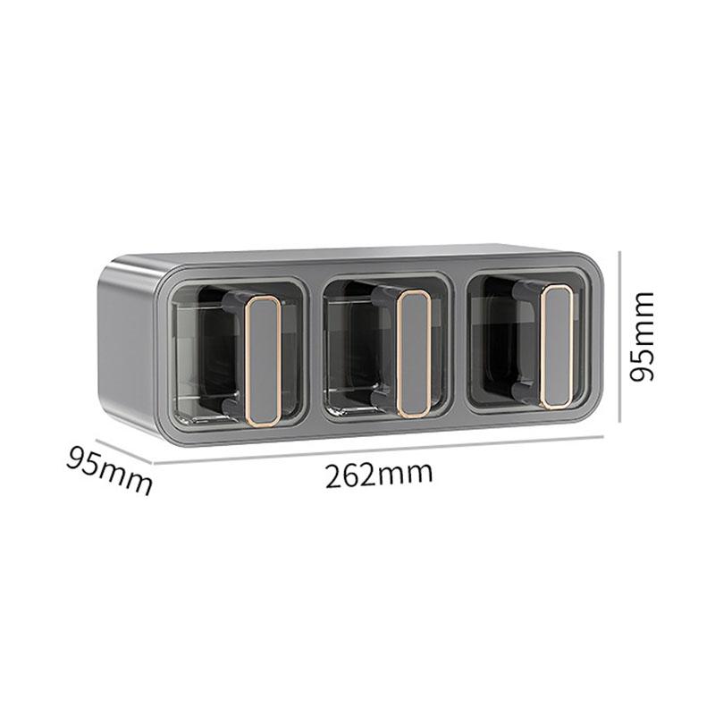 Horizontal and Vertical Dual-purpose Three-grid Seasoning Box Wall-mounted Kitchen Seasoning Spice Jar Seasoning Storage Box Set
