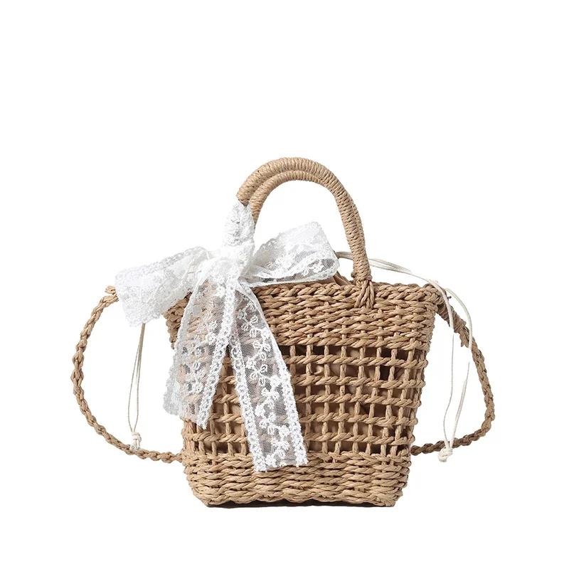 

Полая квадратная соломенная сумка для женщин из свежей ткани, симпатичная сумка через плечо, повседневная мода, оригинальный дизайн, новая