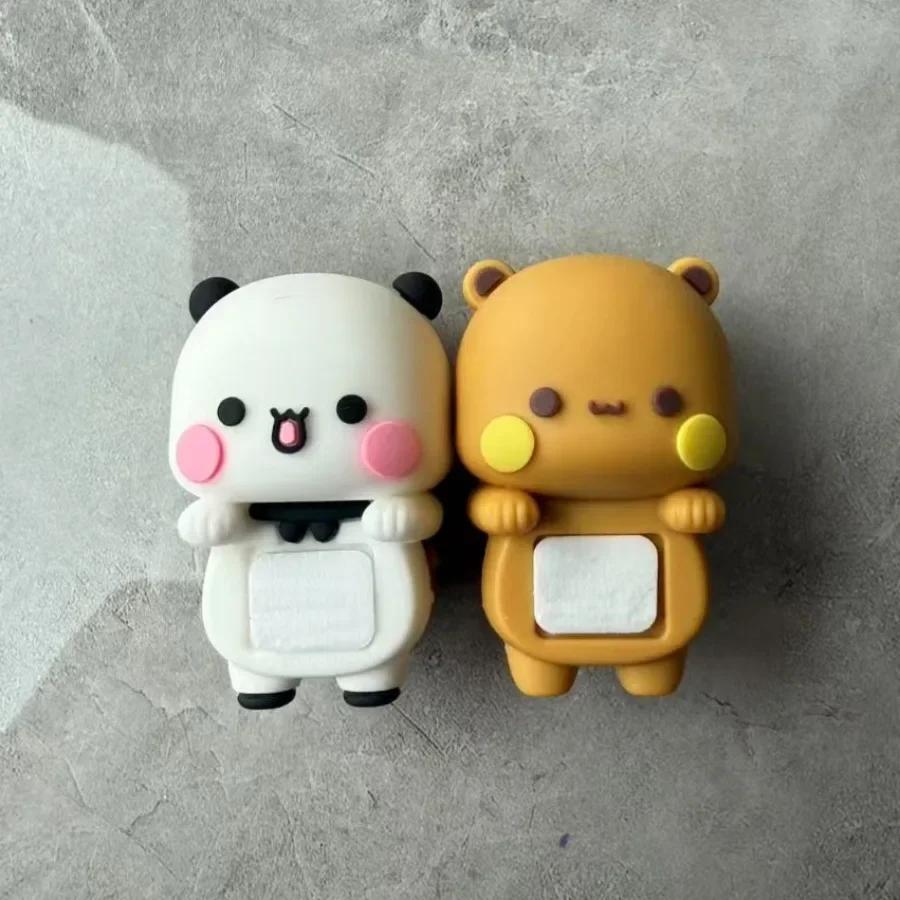 דמויות אנימה חמודות של באבו דודו קישוט לבית לרכב לטלפון פנדה חמודה מיני צעצוע דוב ייר מצויר קישוט למסך מתנה לזוג