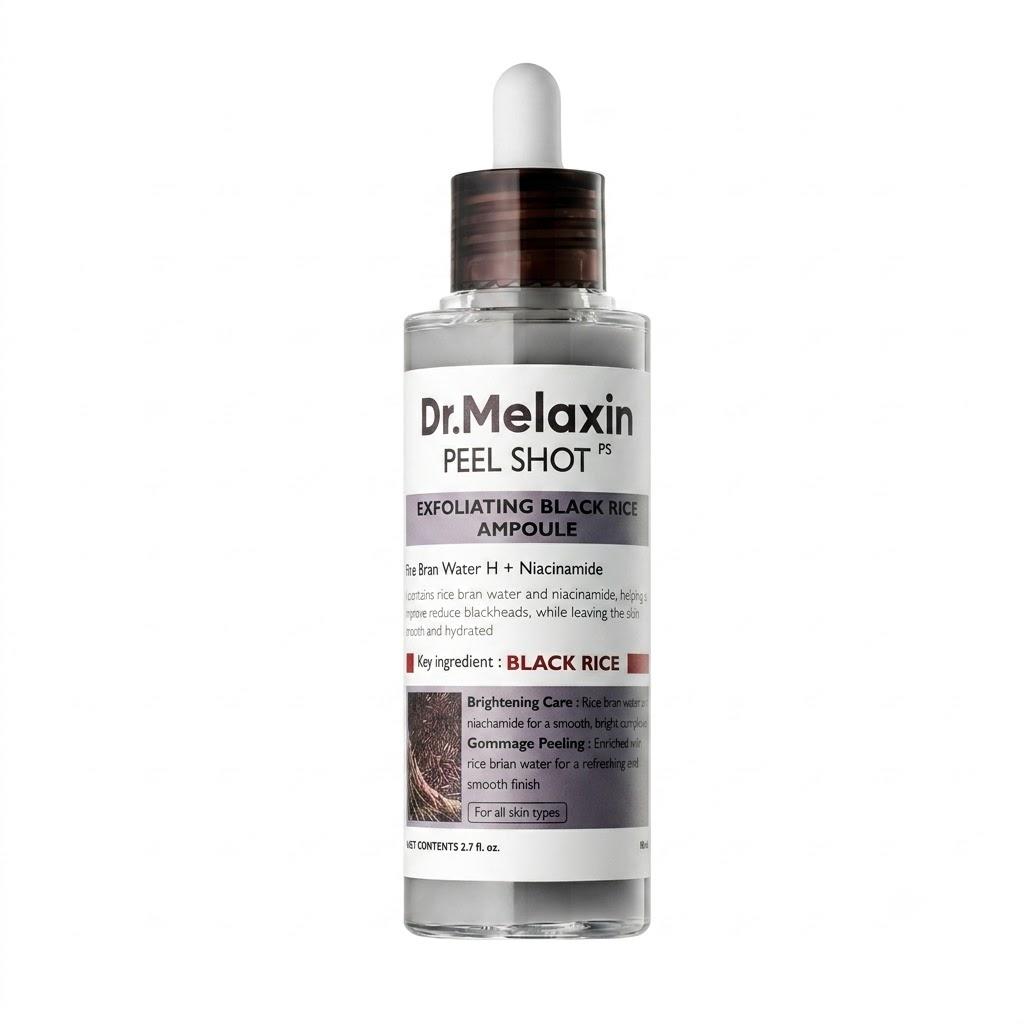 DR. Melaxin Peel Shot Gommage Schwarzer Reis Ampulle Glättendes und Feuchtigkeitsspendendes Gesichtsserum 80ml