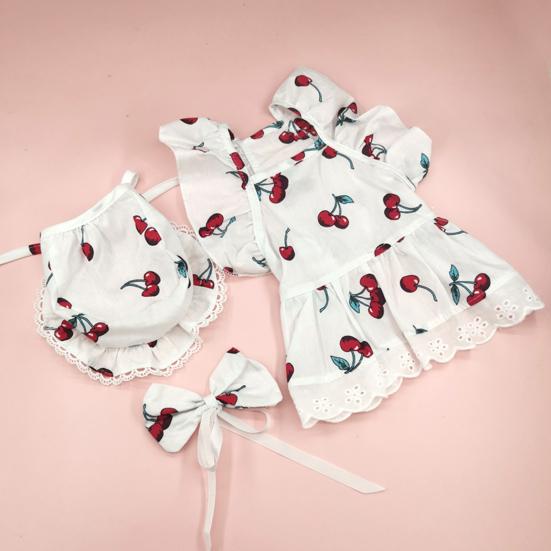 Cute Floral Pet Dress Set for Small Dogs Cats Includes Harness Hat