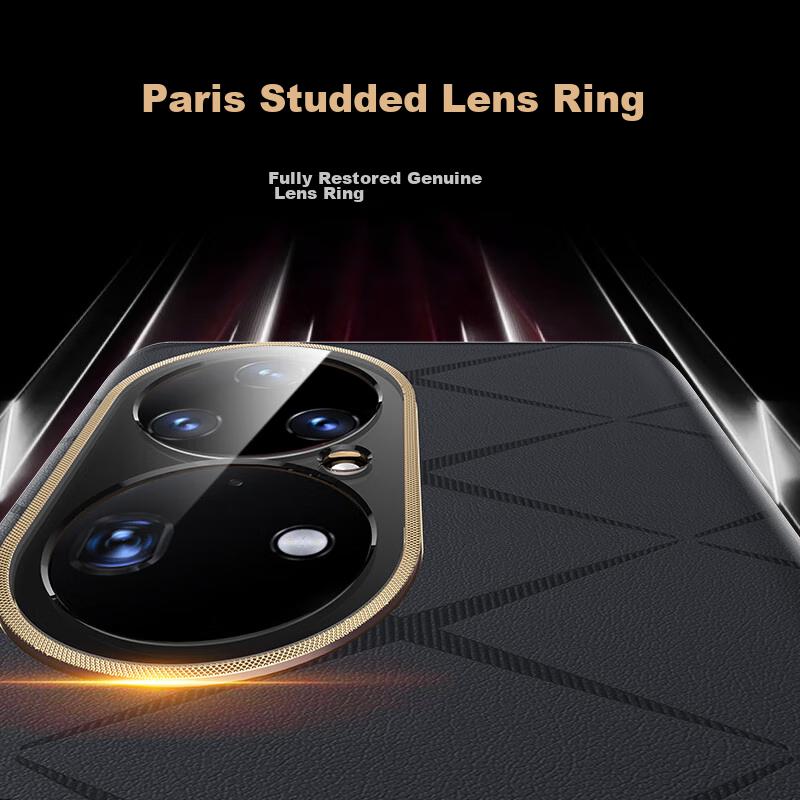 Gold-Plated Embroidered TexturePhone Case for Huawei P50 Pro, Full Protection Camera Lens, Ultra-Thin Shockproof Leather Case - Starry Black