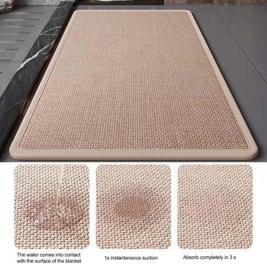 Huaqianguhh Minimalist Bathroom Rug, Absorbent Non-Slip Floor Mat, Rectangular Door Mat for Home Entrance Bedroom Living Room