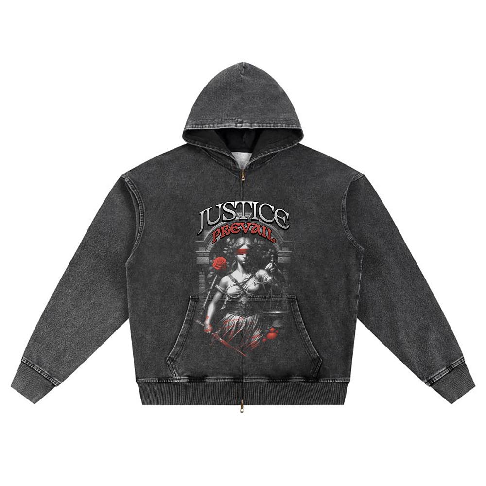 

DTG print Knitted Denim Zip-Up Hoodie Streetwear Graphic Brother Print Zipper Hoodies S