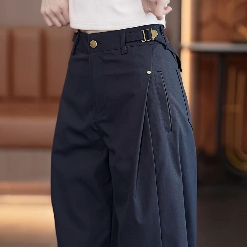 Wide-Leg Overalls Pants Women Spring Autumn Drape High Waist Trousers Loose Slim Narrow Straight Pants Female