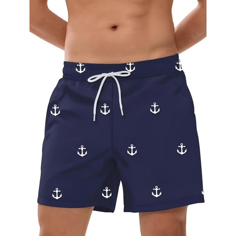 

Men s Beach Shorts, Anchor Graphic Print, - Casual Polyester Drawstring Waist, Men s Swim Shorts, Swim Shorts for Men, Men s Fashion S