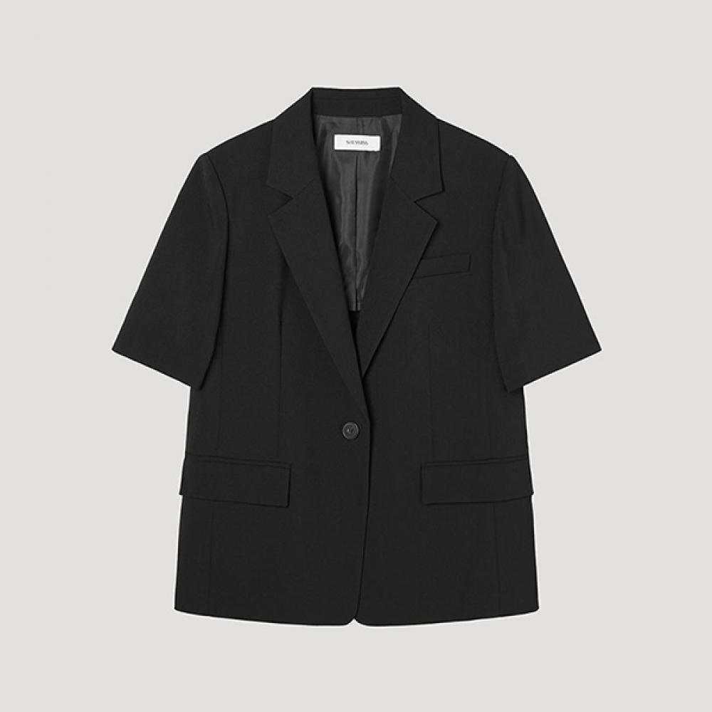 

[shs Мисс] Однобортный пиджак с коротким рукавом, комплект Swsjkp22020 Bk blacks/55