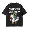 Zombie Game Chicken Jockey MC Printed T Shirts Funny Cartoon Graphic TShirt Short Sleeve Oversize Tees Men Women Clothing