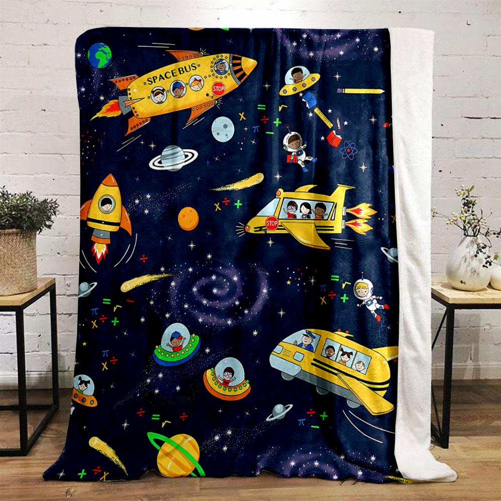Space Bus Space Adventure Kids Blanket bedroom Blanket for Livingroom Couch lunch break Soft throw for Friend's festival Gift