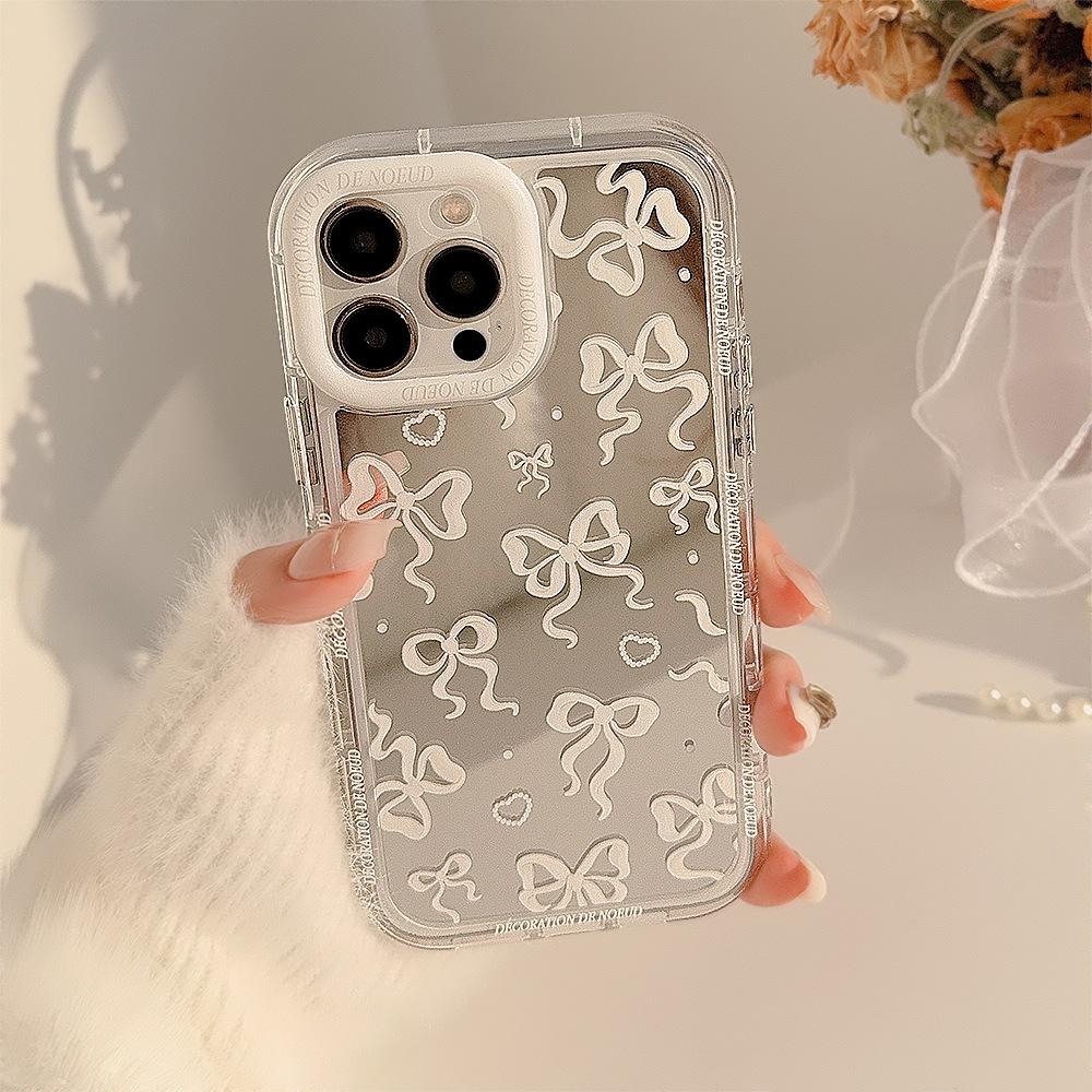 Mirror Bow Suitable for 14ProMax Apple 16 Mobile Phone Case IPhone 15 Temperament Princess Style 11 Transparent 12