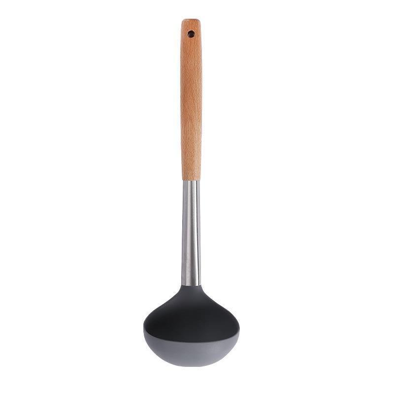 High-Value Silicone Cooking Shovel with Wooden Handle - Non-stick Pan Special, Stainless Steel Kitchen Utensil
