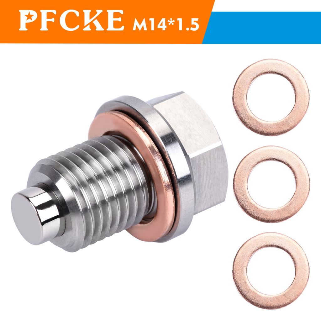 M14*1.5 Stainless Steel Engine Magnetic Oil Drain Plug with Neodymium Magnet Magnetic Oil Pan Plug with 3PCS Gasket