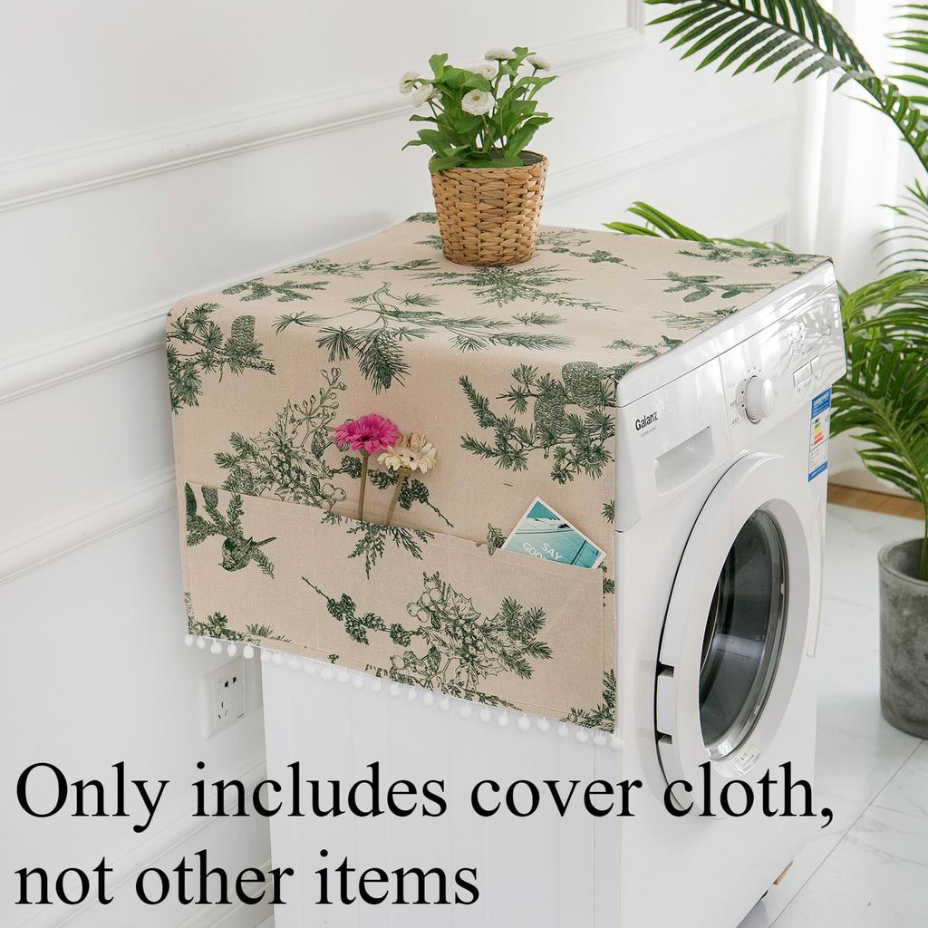 Grey Geometric Refrigerator Cover Cloth Single Refrigerator Dust Cover Rural Refrigerator Towel Drum Washing Machine Cover Towel